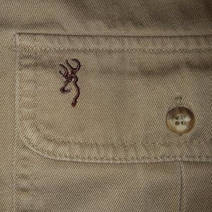 Browning Shooting Shirt; EUC Epaulets; Long Sleeve Khaki; Vintage/like Ogden